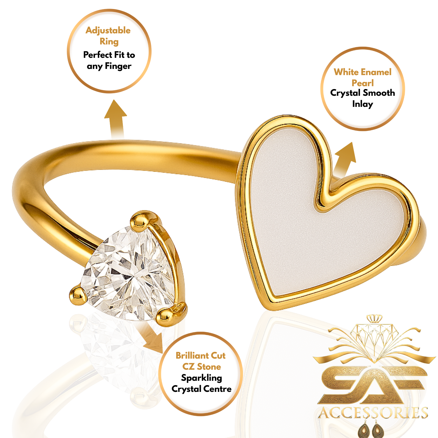 AD Dazzling Heart Duo Ring